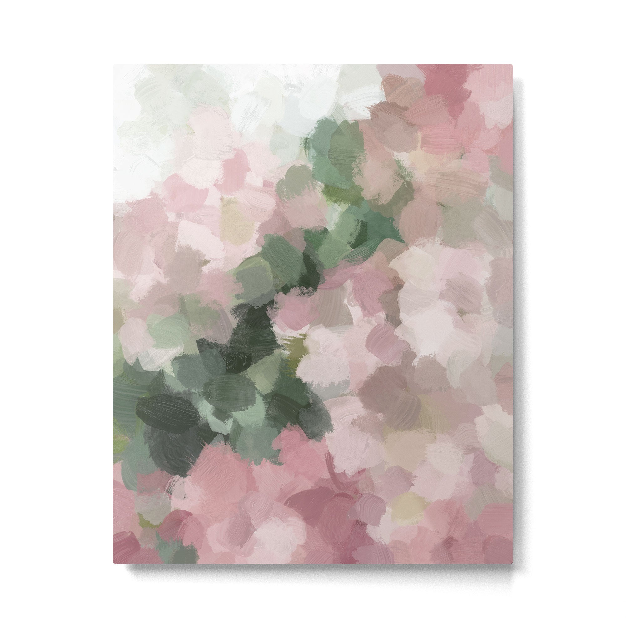 Blurry Bouquet - Forest Green Fuchsia Blush Dark Pink Abstract Flower Nature Painting Art Print Metal Print Gallery Image 4