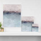 Blushing Seas - Pink Mauve Purple Navy Light Blue Abstract Painting Modern Ocean Waves Horizon Canvas Print Gallery Image 3