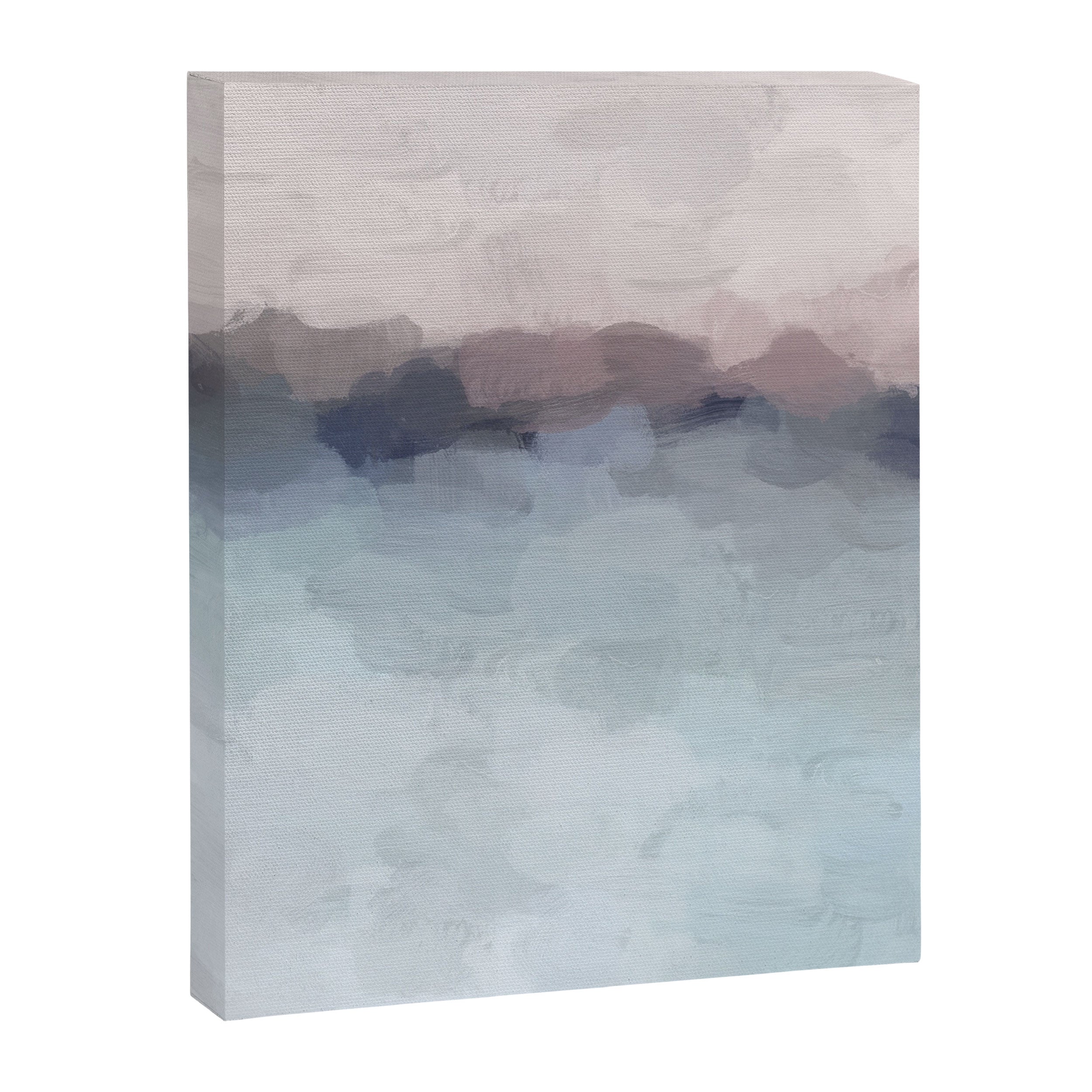 Blushing Seas - Pink Mauve Purple Navy Light Blue Abstract Painting Modern Ocean Waves Horizon Canvas Print Gallery Image 3