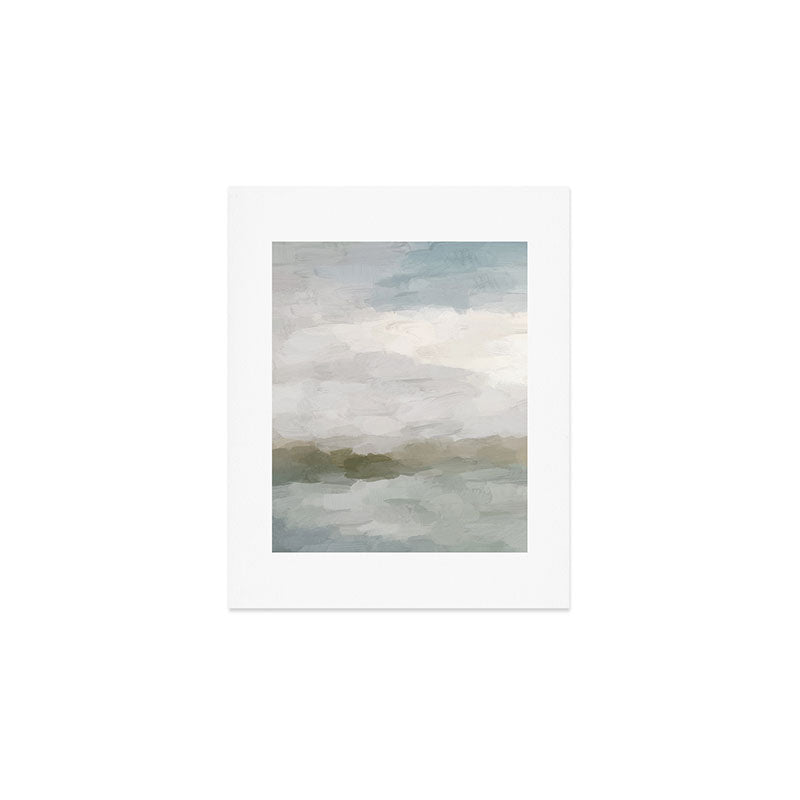 Break in the Weather I - Gray Blue Sage Green Sunrise Abstract Nature Ocean Painting Art Print Art Print Gallery Image 1