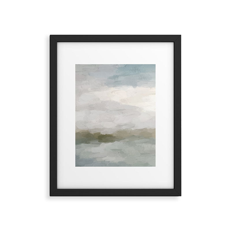 Break in the Weather I - Gray Blue Sage Green Sunrise Abstract Nature Ocean Painting Art Print Framed Art Print Gallery Image 5