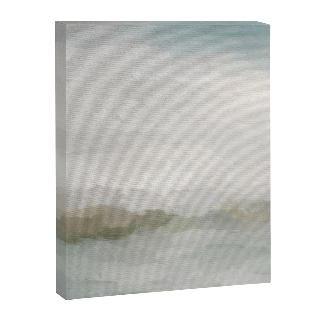 Break in the Weather III - Gray Clouds Sunrise Sage Green Blue Ocean Horizon Abstract Water Painting Canvas Print Gallery Image 6