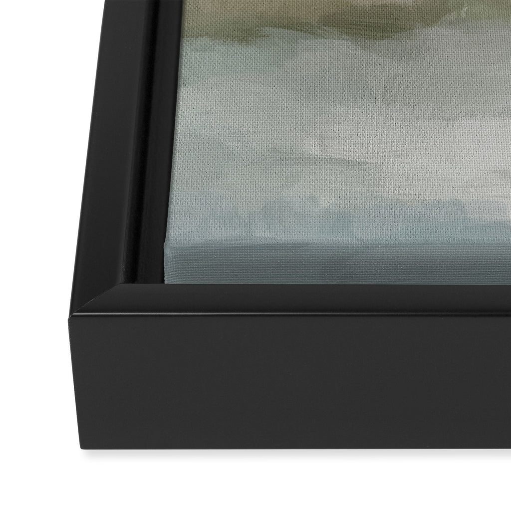Break in the Weather III - Gray Clouds Sunrise Sage Green Blue Ocean Horizon Abstract Water Painting Framed Canvas Print Gallery Image 3