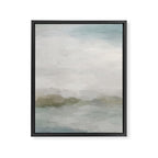 Break in the Weather III - Gray Clouds Sunrise Sage Green Blue Ocean Horizon Abstract Water Painting Framed Canvas Print Gallery Image 6