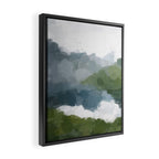 Cloud Reflection - Gray Blue Lake White Green Mountain Reflection Abstract Nature Painting Art Print Framed Canvas Print Gallery Image 2