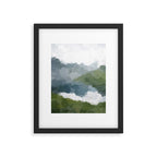 Cloud Reflection - Gray Blue Lake White Green Mountain Reflection Abstract Nature Painting Art Print Framed Art Print Gallery Image 5