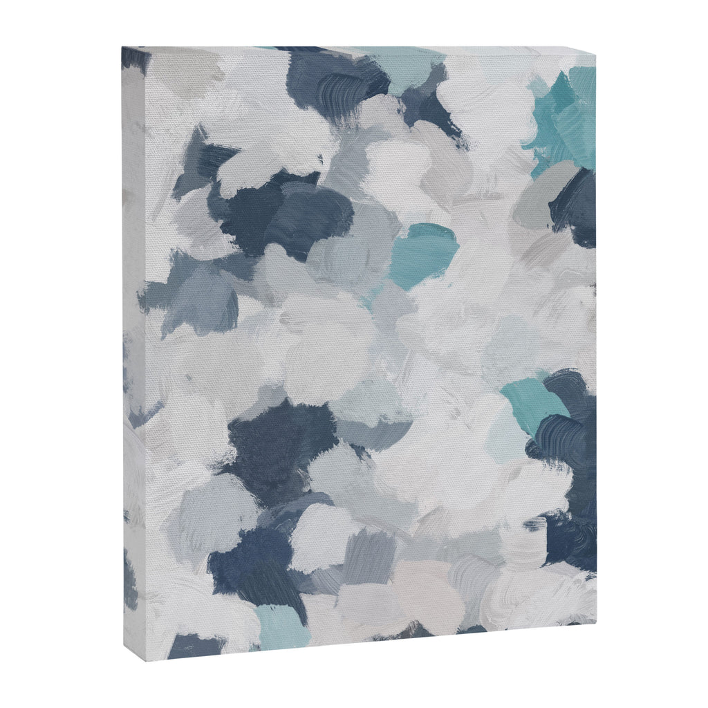 Clouds Before Space - Navy Indigo Turquoise Blue White Gray Mint Abstract Air Painting Art Canvas Print Gallery Image 6