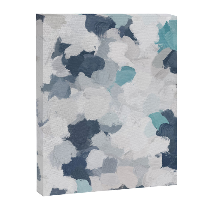 Clouds Before Space - Navy Indigo Turquoise Blue White Gray Mint Abstract Air Painting Art Canvas Print Gallery Image 1