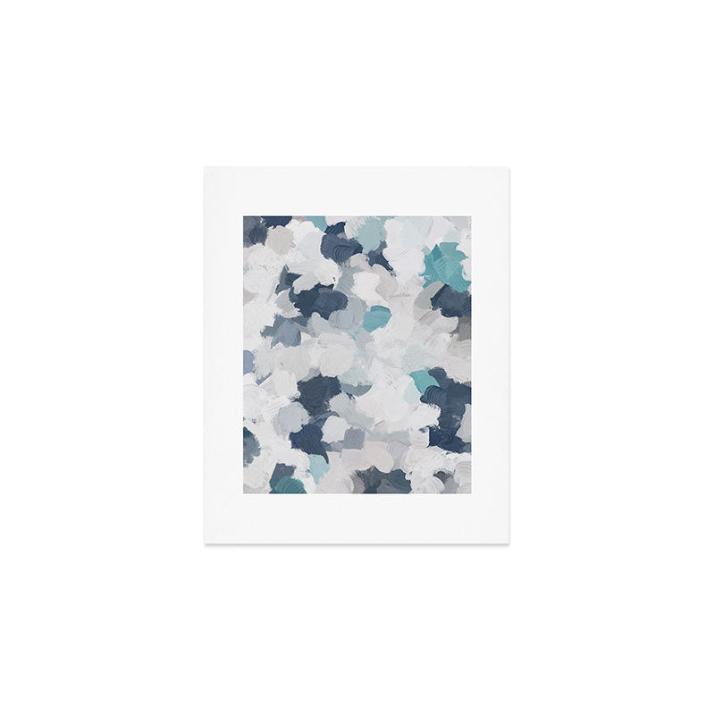 Clouds Before Space - Navy Indigo Turquoise Blue White Gray Mint Abstract Air Painting Art Art Print Gallery Image 1