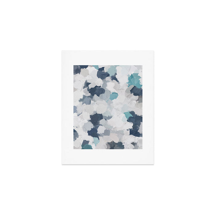 Clouds Before Space - Navy Indigo Turquoise Blue White Gray Mint Abstract Air Painting Art Art Print Gallery Image 1