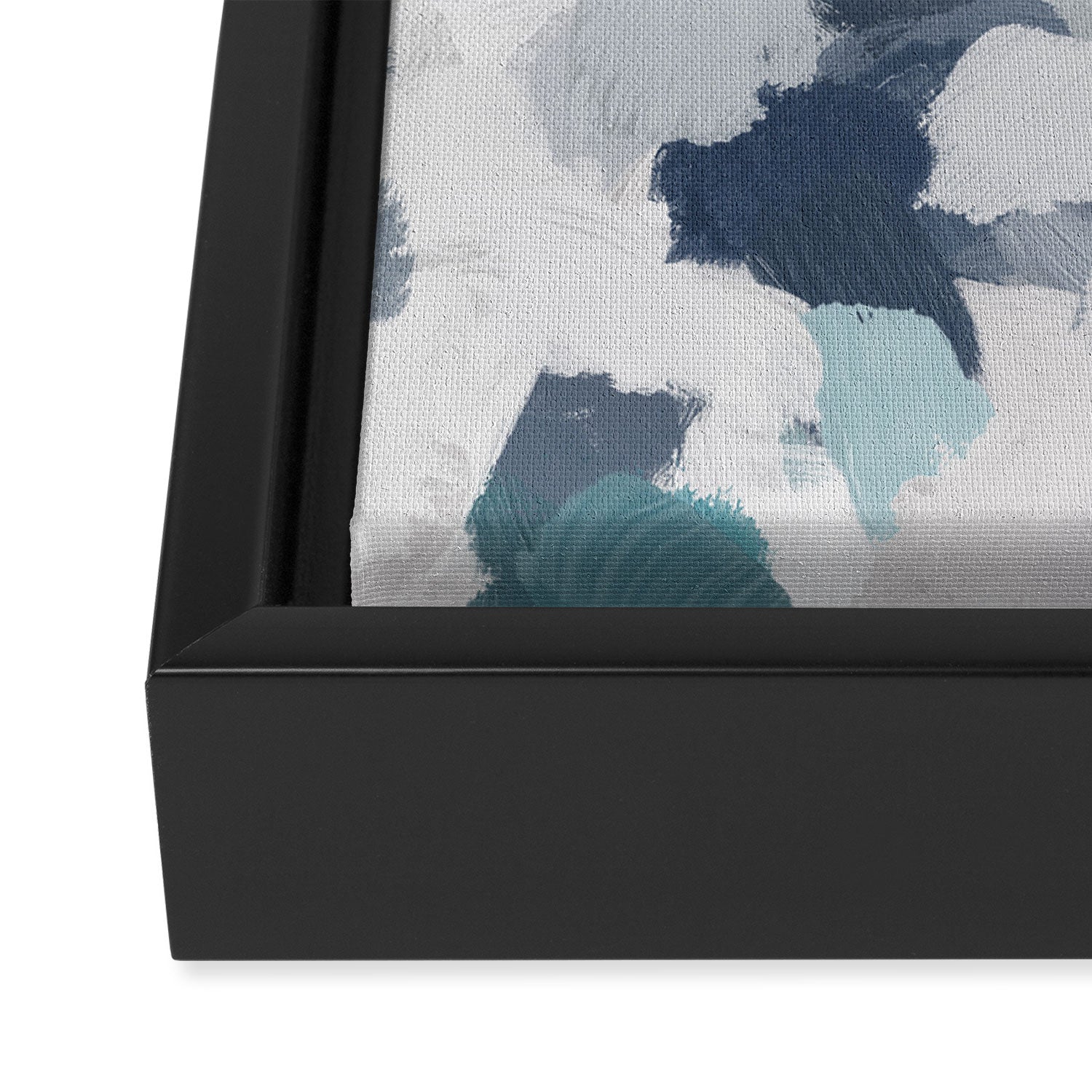 Clouds Before Space - Navy Indigo Turquoise Blue White Gray Mint Abstract Air Painting Art Framed Canvas Print Gallery Image 3