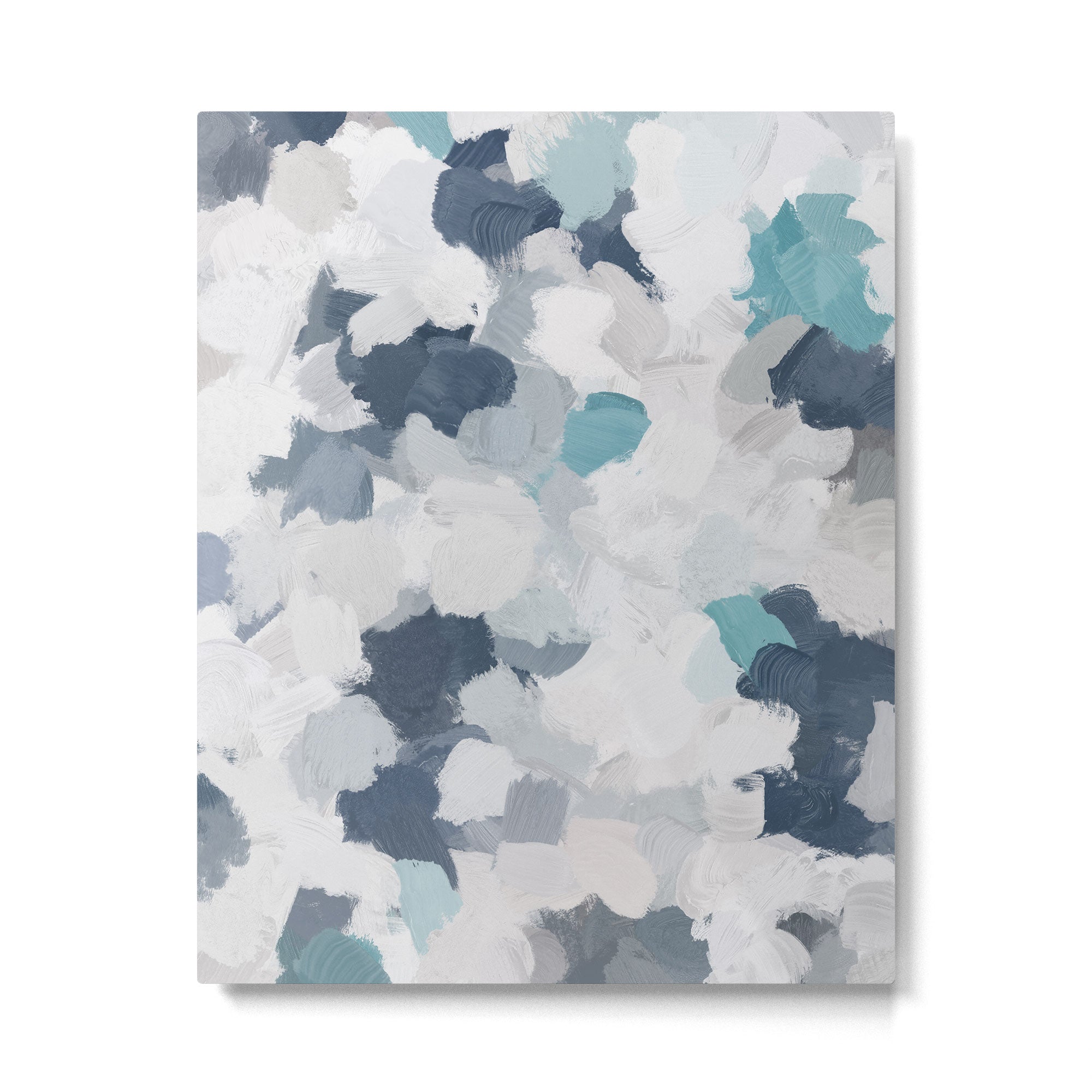 Clouds Before Space - Navy Indigo Turquoise Blue White Gray Mint Abstract Air Painting Art Metal Print Gallery Image 4