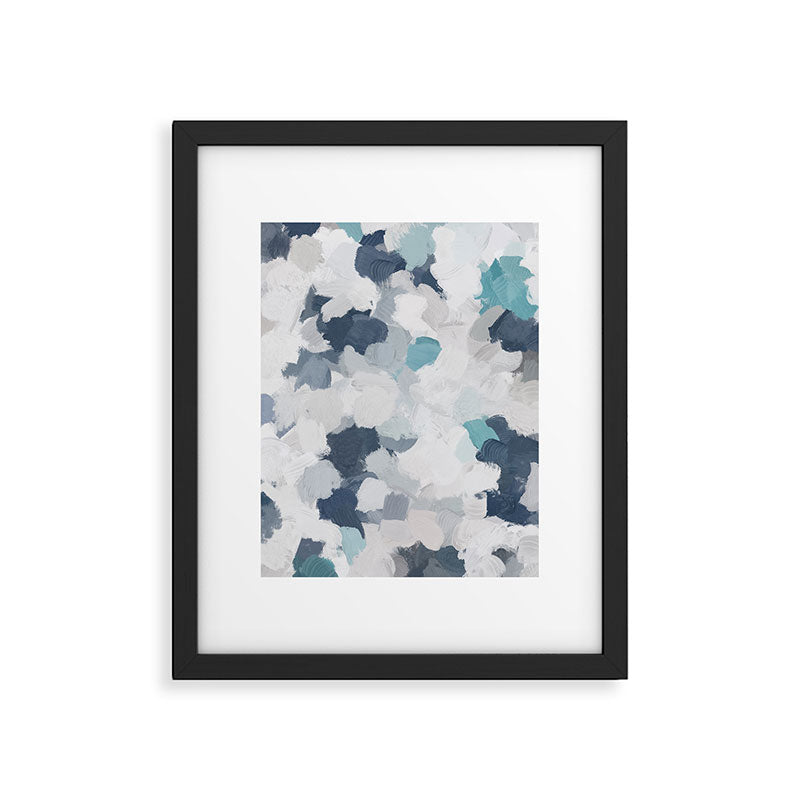 Clouds Before Space - Navy Indigo Turquoise Blue White Gray Mint Abstract Air Painting Art Framed Art Print Gallery Image 5