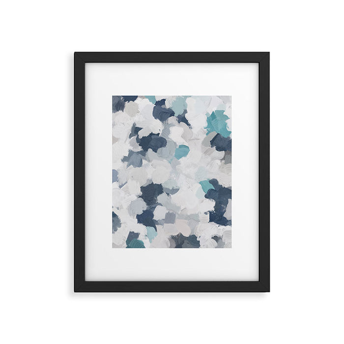 Clouds Before Space - Navy Indigo Turquoise Blue White Gray Mint Abstract Air Painting Art Framed Art Print Gallery Image 1