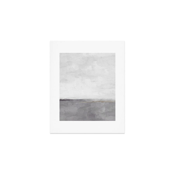 Cloudy Horizon II - Light & Dark Gray with Gold Charcoal Grey Abstract Painting, Modern Wall Art, Art Print Gallery Image 1