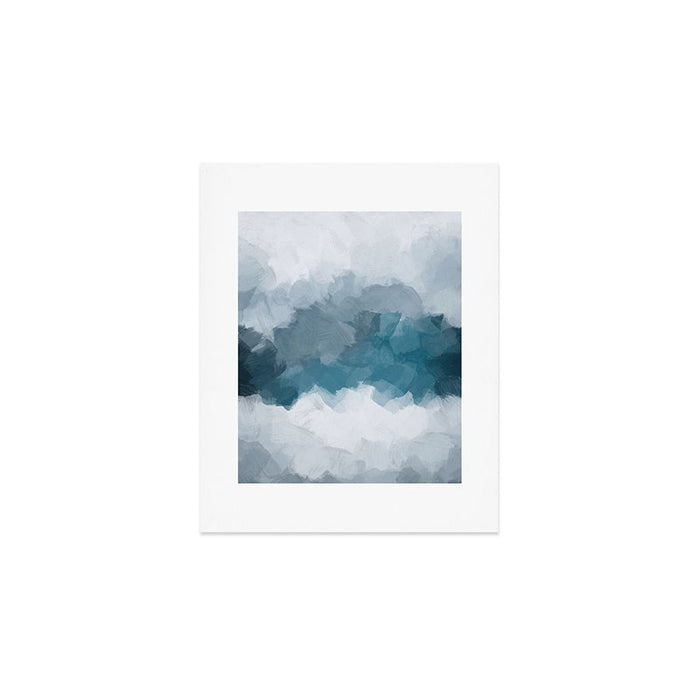 Cold Mountain - Blue Gray Navy Indigo Abstract Snow Nature Winter Rustic Painting Art Print Art Print Gallery Image 1