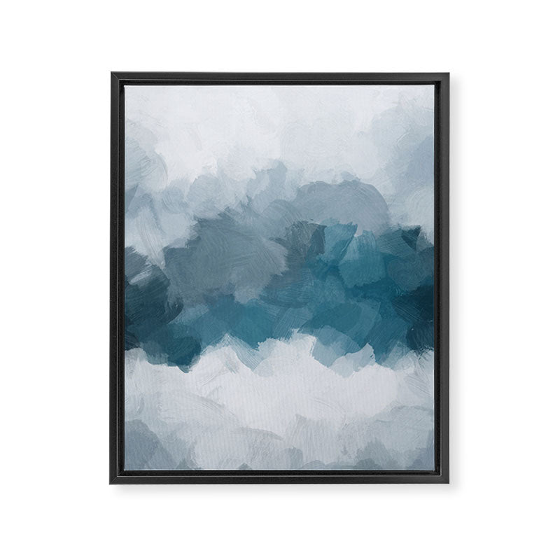 Cold Mountain - Blue Gray Navy Indigo Abstract Snow Nature Winter Rustic Painting Art Print Framed Canvas Print Gallery Image 6
