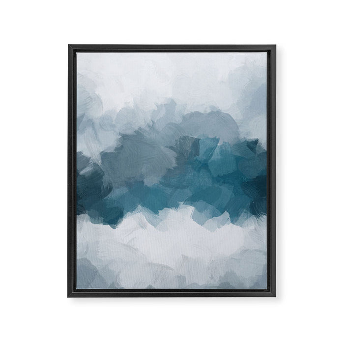Cold Mountain - Blue Gray Navy Indigo Abstract Snow Nature Winter Rustic Painting Art Print Framed Canvas Print Gallery Image 1