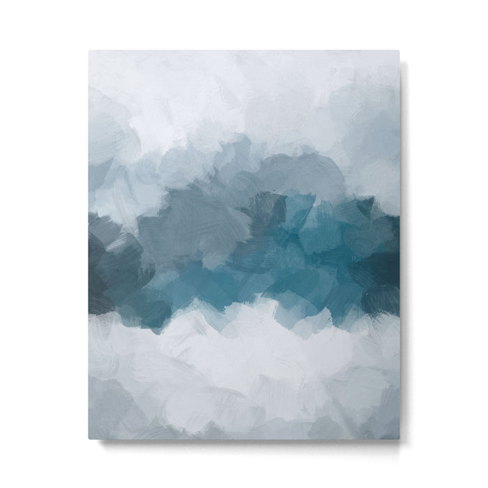 Cold Mountain - Blue Gray Navy Indigo Abstract Snow Nature Winter Rustic Painting Art Print Metal Print Gallery Image 1