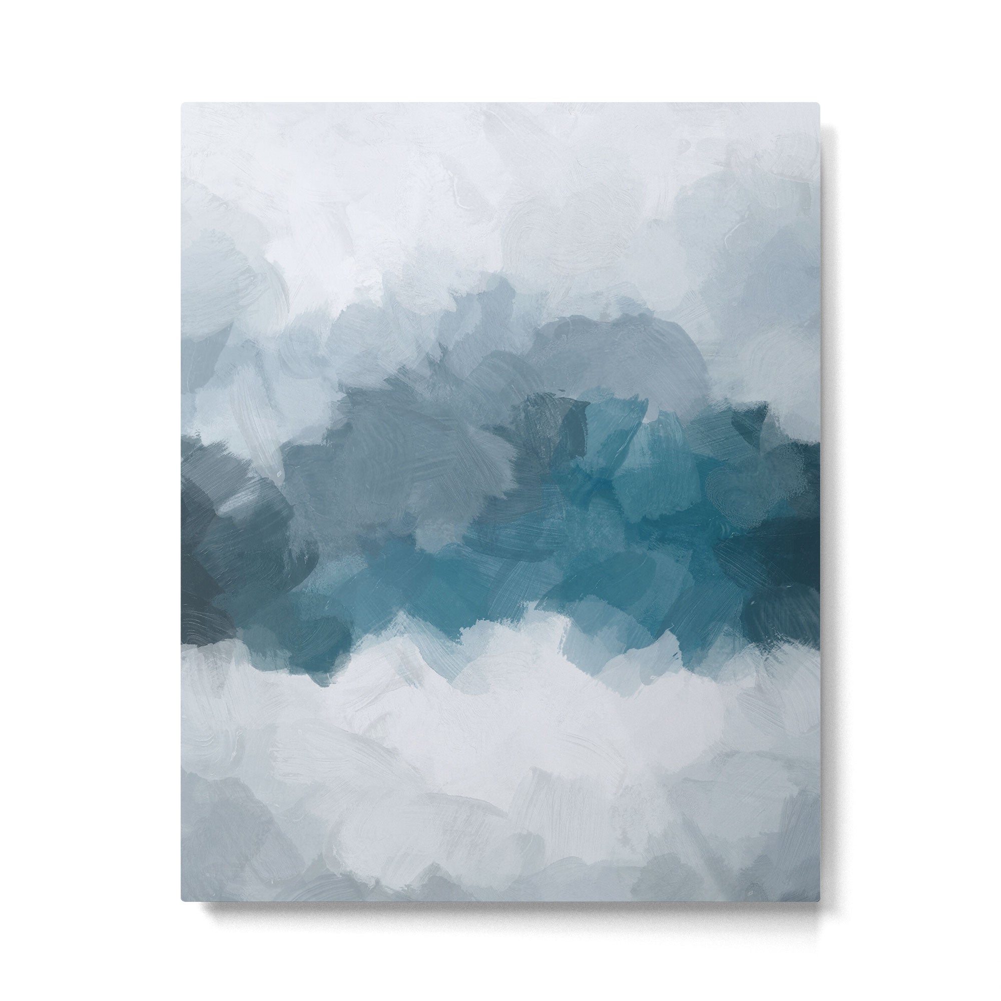 Cold Mountain - Blue Gray Navy Indigo Abstract Snow Nature Winter Rustic Painting Art Print Metal Print Gallery Image 4