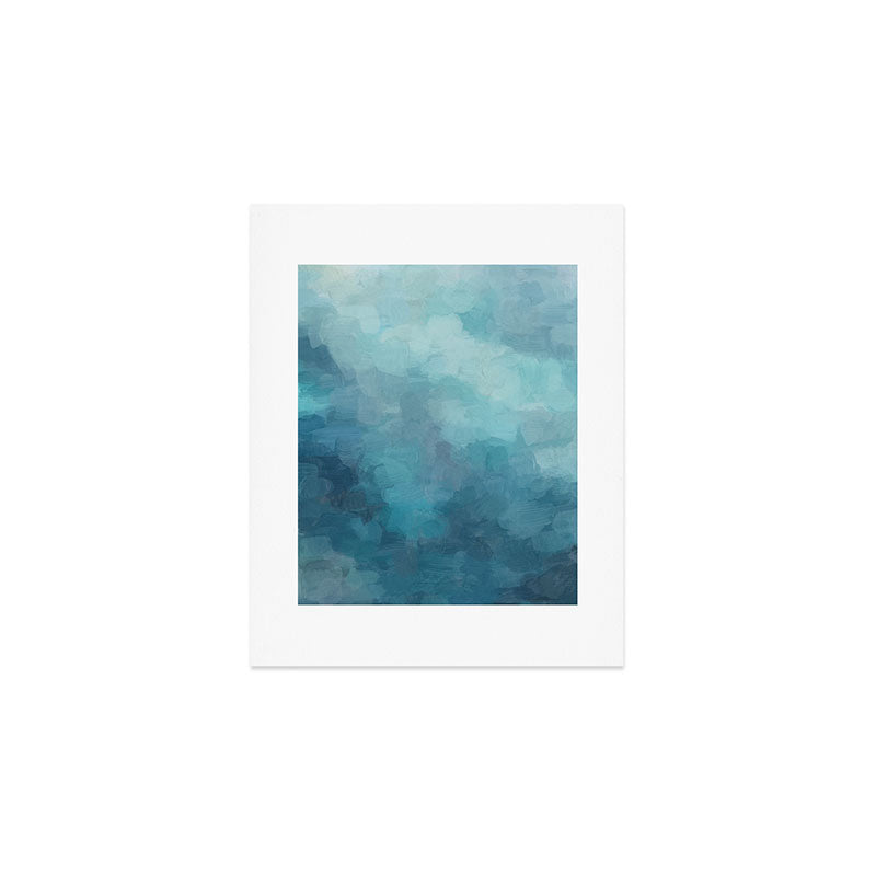 Diving in Deeper - Mint Aqua Turquoise Navy Blue Nautical Abstract Painting Modern Minimal Art Art Print Gallery Image 1