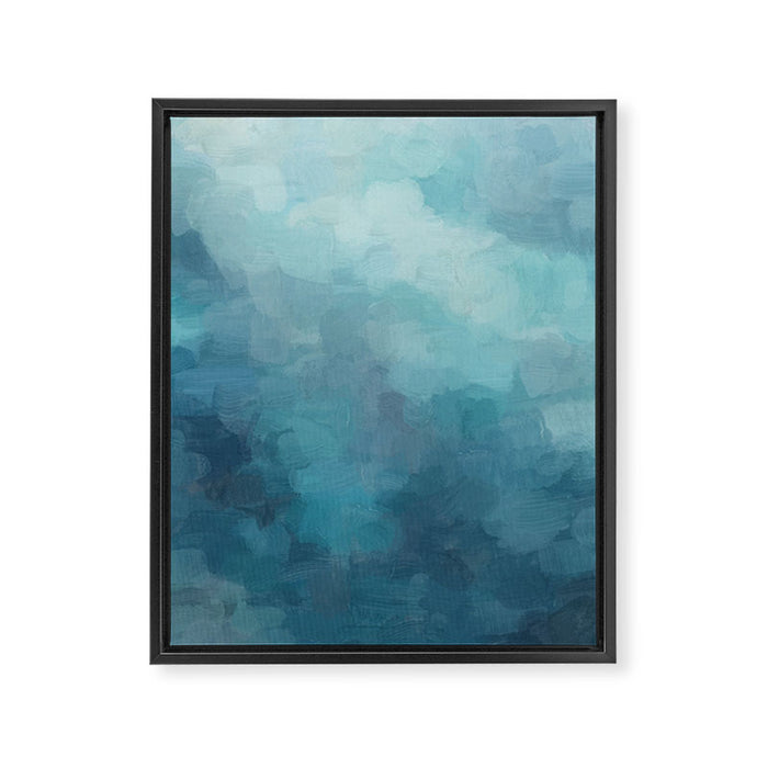 Diving in Deeper - Mint Aqua Turquoise Navy Blue Nautical Abstract Painting Modern Minimal Art Framed Canvas Print Gallery Image 1