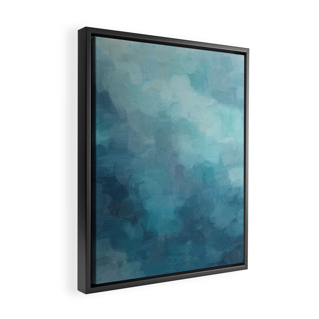Diving in Deeper - Mint Aqua Turquoise Navy Blue Nautical Abstract Painting Modern Minimal Art Framed Canvas Print Gallery Image 2
