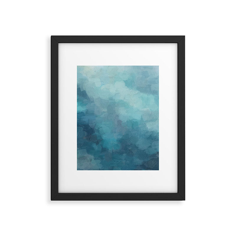 Diving in Deeper - Mint Aqua Turquoise Navy Blue Nautical Abstract Painting Modern Minimal Art Framed Art Print Gallery Image 5