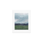 Driving to the Valley - Rainy Blue Skies Navy Indigo Horizon Green Grass Abstract Nature Farmhouse Art Print Gallery Image 1