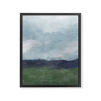 Driving to the Valley - Rainy Blue Skies Navy Indigo Horizon Green Grass Abstract Nature Farmhouse Framed Canvas Print Gallery Image 6