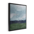 Driving to the Valley - Rainy Blue Skies Navy Indigo Horizon Green Grass Abstract Nature Farmhouse Framed Canvas Print Gallery Image 2