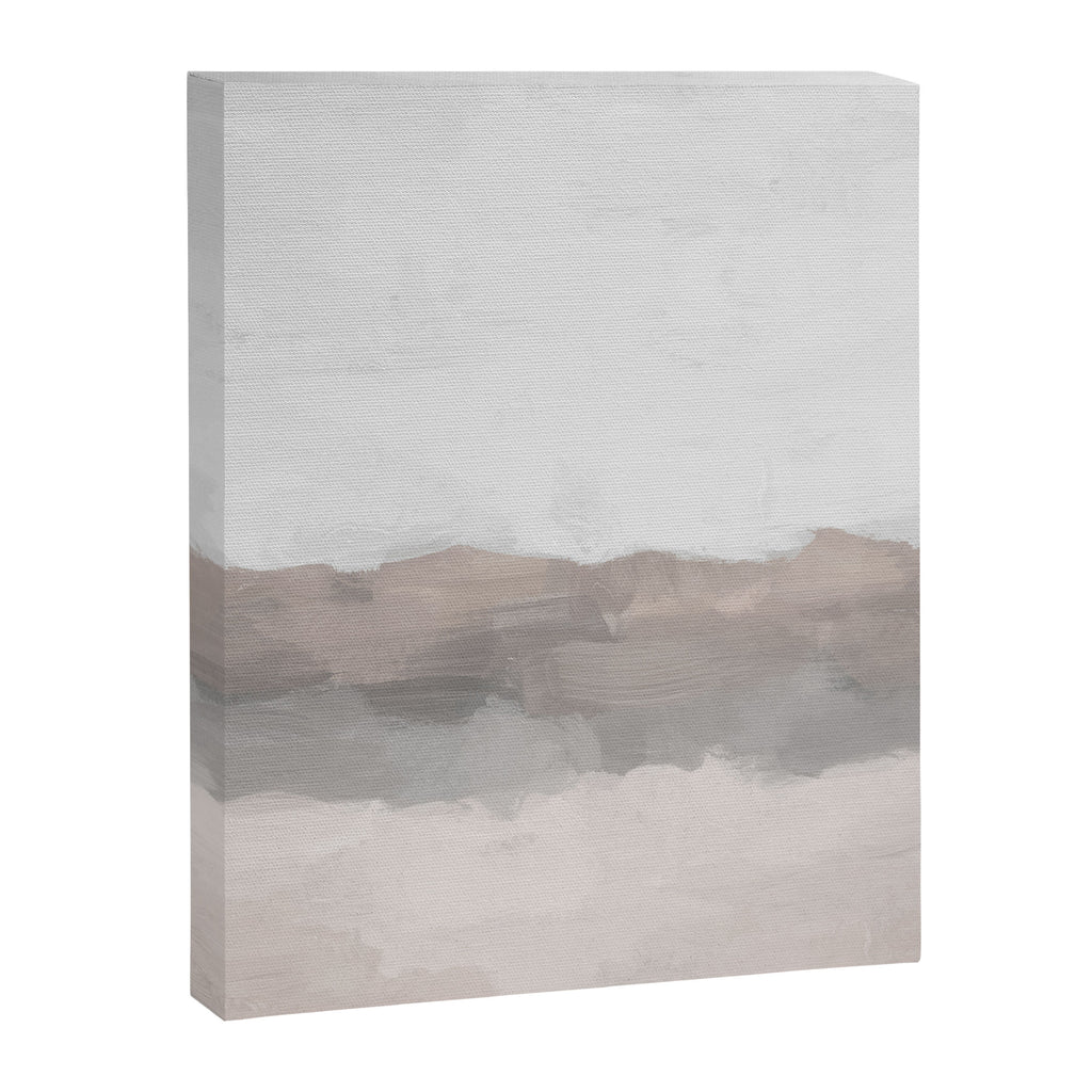 Dune Hill - Gray Clouds Beige Sandy Beach Coastal Abstract Nature Painting Art Print Wall Decor  Canvas Print Gallery Image 6