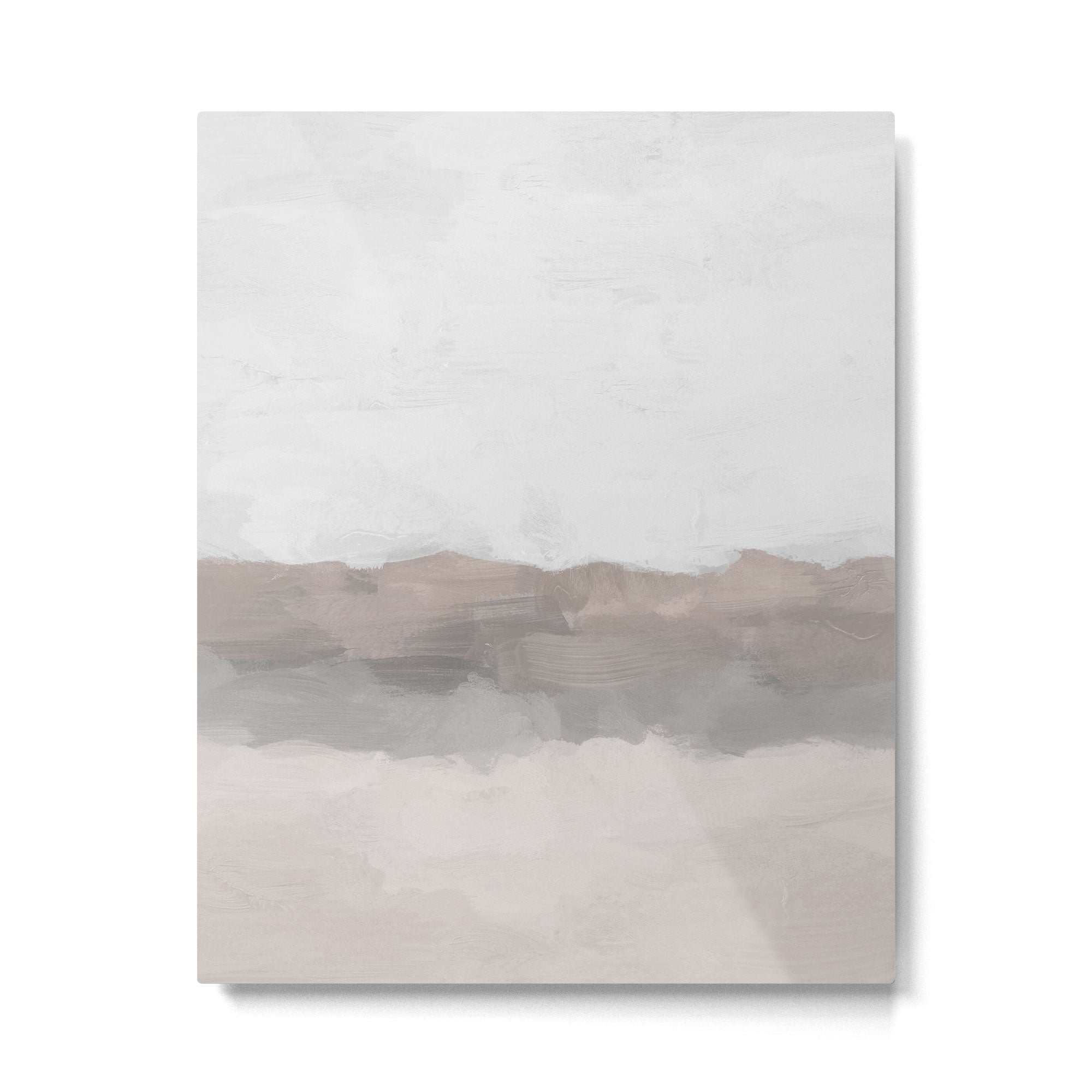Dune Hill - Gray Clouds Beige Sandy Beach Coastal Abstract Nature Painting Art Print Wall Decor  Metal Print Gallery Image 4