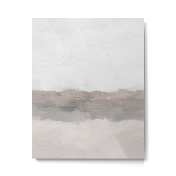 Dune Hill - Gray Clouds Beige Sandy Beach Coastal Abstract Nature Painting Art Print Wall Decor  Metal Print Gallery Image 1