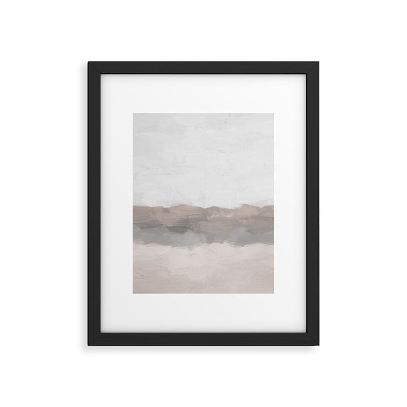 Dune Hill - Gray Clouds Beige Sandy Beach Coastal Abstract Nature Painting Art Print Wall Decor  Framed Art Print Gallery Image 5