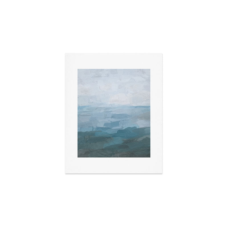 Early Riser - Sky Denim Teal Blue Abstract Nature Ocean Painting Art Print Wall Decor  Art Print Gallery Image 1