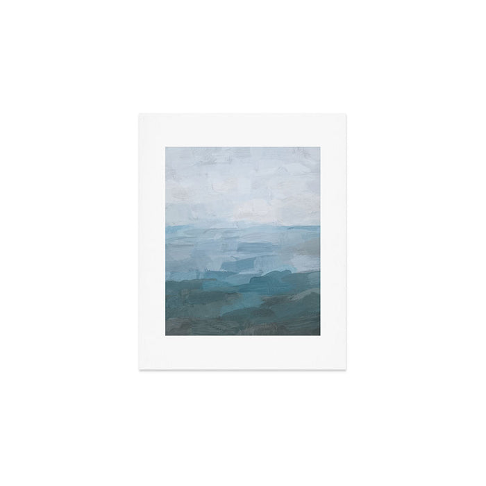 Early Riser - Sky Denim Teal Blue Abstract Nature Ocean Painting Art Print Wall Decor  Art Print Gallery Image 1