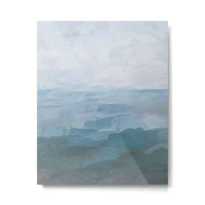 Early Riser - Sky Denim Teal Blue Abstract Nature Ocean Painting Art Print Wall Decor  Metal Print Gallery Image 1