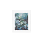 Escaping Reality - Mint Aqua Navy Indigo Sage Lime Green Abstract Nature Painting, Modern Leaves Sky Art Print Gallery Image 1
