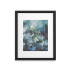 Escaping Reality - Mint Aqua Navy Indigo Sage Lime Green Abstract Nature Painting, Modern Leaves Sky Framed Art Print Gallery Image 5