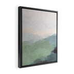 Farmland Sunset III - Seafoam Green Mint Black Blush Pink Abstract Nature Land Art Painting Framed Canvas Print Gallery Image 2
