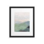 Farmland Sunset III - Seafoam Green Mint Black Blush Pink Abstract Nature Land Art Painting Framed Art Print Gallery Image 5