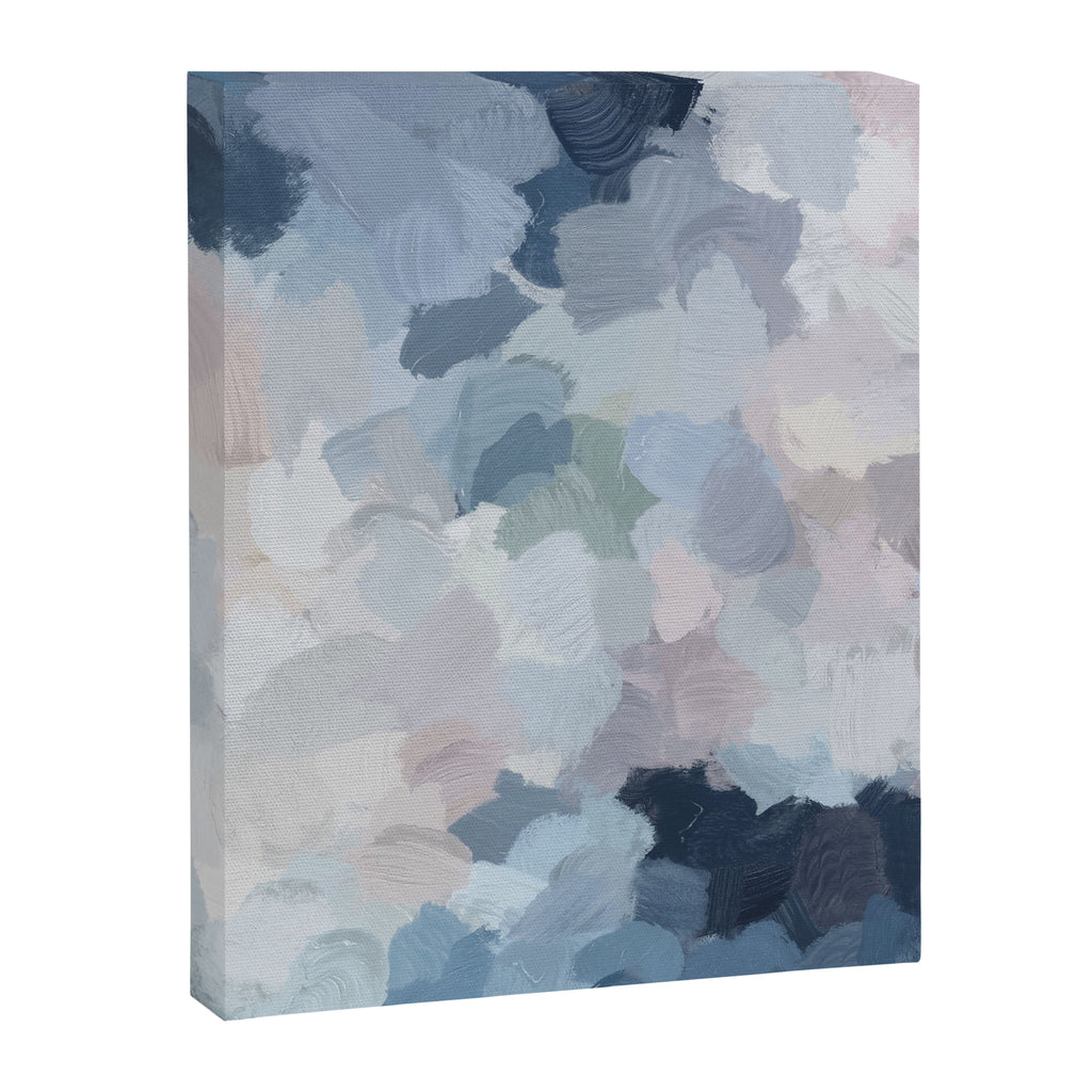 Final Flourishing - Navy Indigo Gray Blue Blush Pink Lavender Abstract Floral Spring Wall Art Canvas Print Gallery Image 6