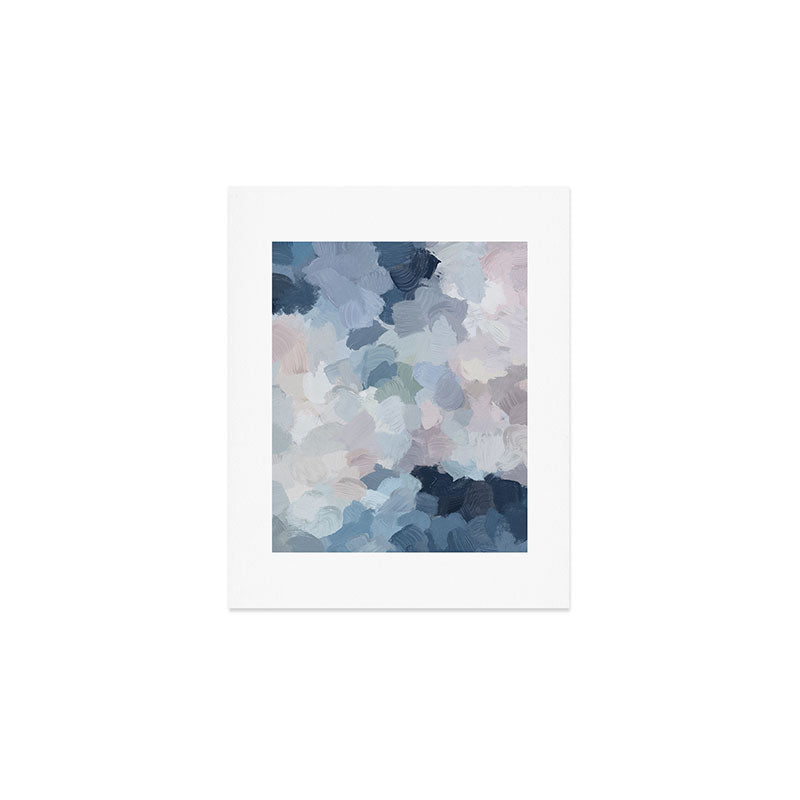 Final Flourishing - Navy Indigo Gray Blue Blush Pink Lavender Abstract Floral Spring Wall Art Art Print