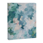 Flowers in the Wind I - Mint Green Sky Blue Teal Blush Pink Abstract Nature Spring Blossom Painting Canvas Print Gallery Image 6