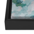 Flowers in the Wind I - Mint Green Sky Blue Teal Blush Pink Abstract Nature Spring Blossom Painting Framed Canvas Print Gallery Image 3