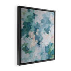 Flowers in the Wind I - Mint Green Sky Blue Teal Blush Pink Abstract Nature Spring Blossom Painting Framed Canvas Print Gallery Image 2