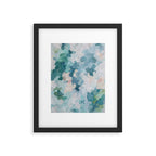 Flowers in the Wind I - Mint Green Sky Blue Teal Blush Pink Abstract Nature Spring Blossom Painting Framed Art Print Gallery Image 5