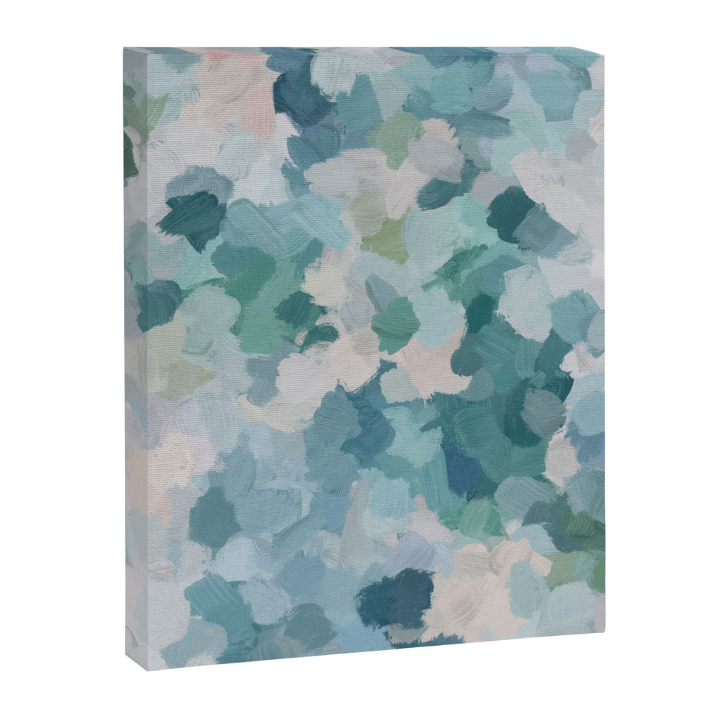 Flowers in the Wind II - Mint Green Sky Blue Teal Blush Pink Abstract Nature Nature Painting Art Canvas Print Gallery Image 6