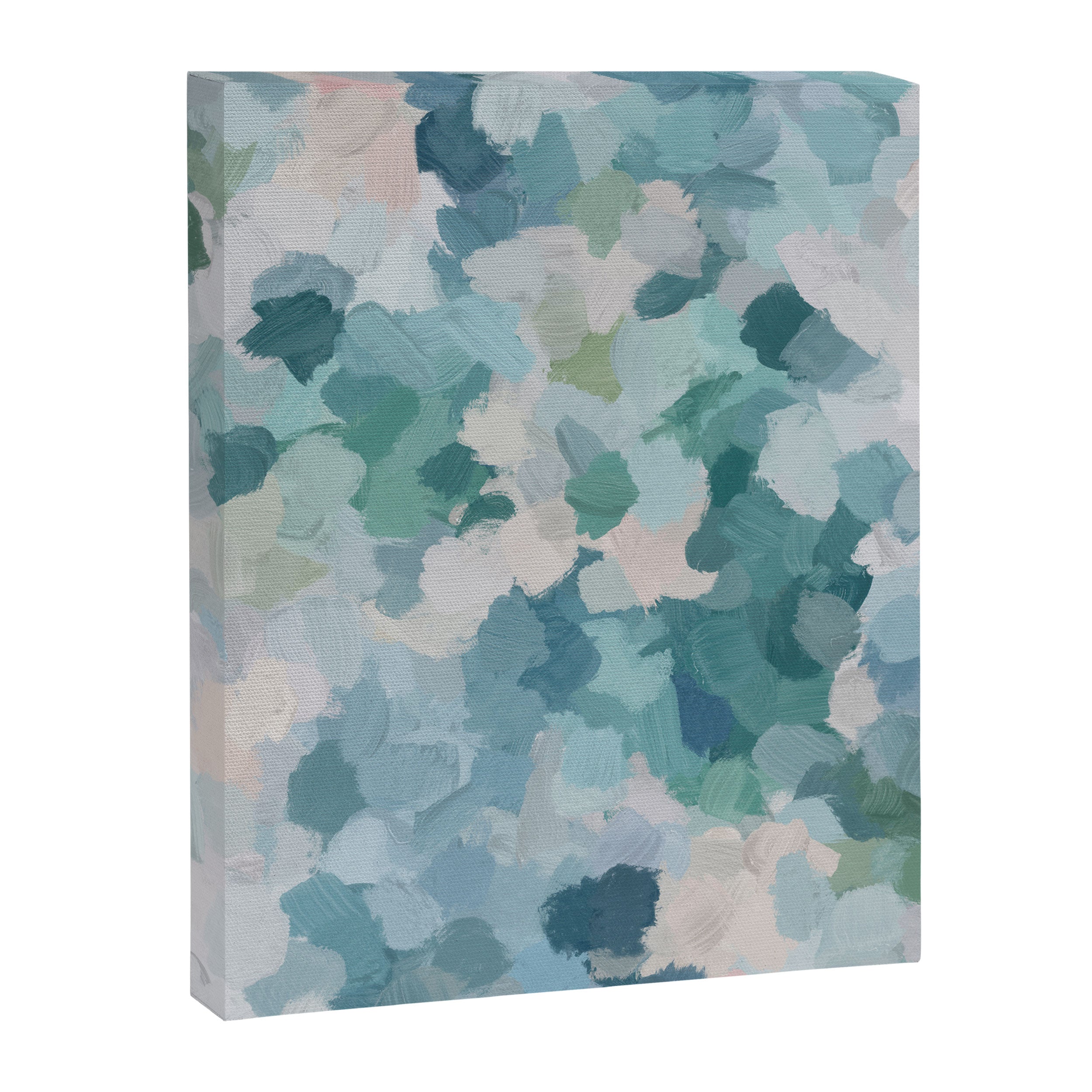 Flowers in the Wind II - Mint Green Sky Blue Teal Blush Pink Abstract Nature Nature Painting Art Canvas Print Gallery Image 6